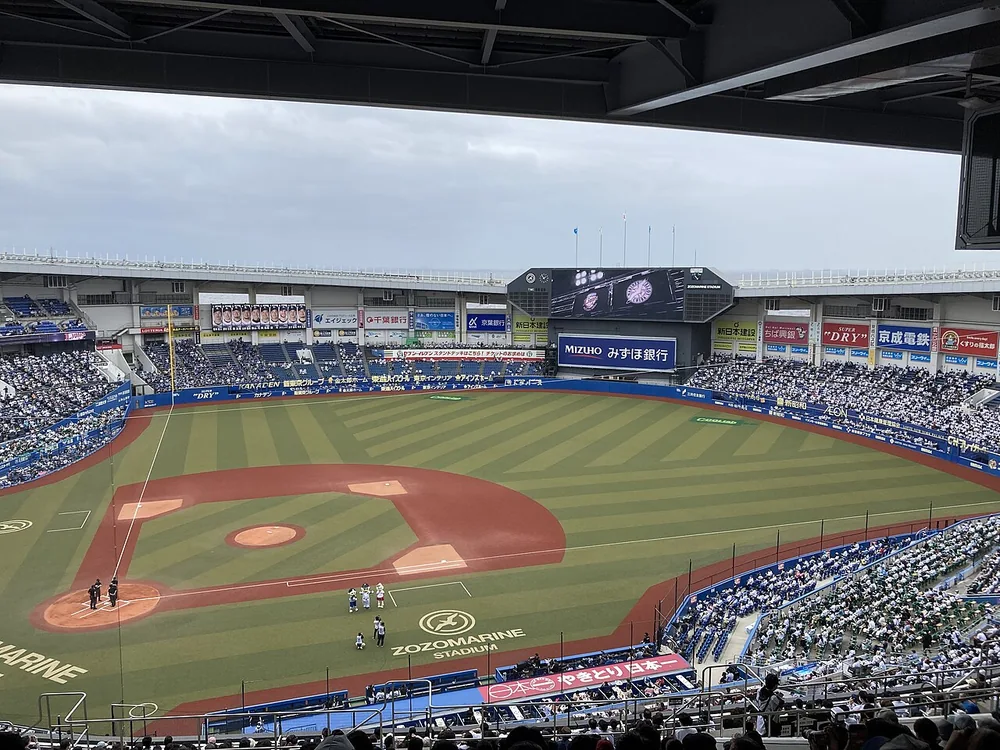 ZOZO Marine Stadium棒球賽期間的場內景觀(2021年5月)